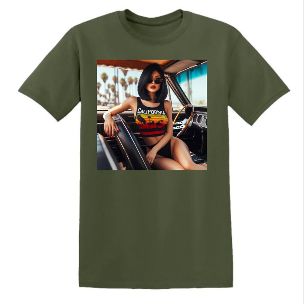 NWT California Dreamin Crew Neck Coastal Cruise Short Sleeve Graphic Tee (Green)